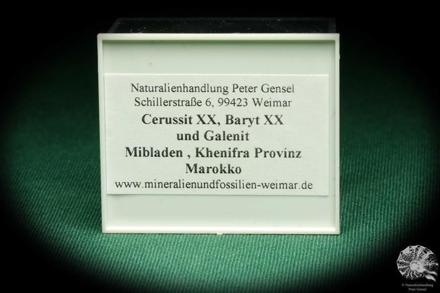 Cerussit XX & Baryt XX & Galenit (20694) eine Kleinstufe aus Marokko | Mineralien | Kleinstufen